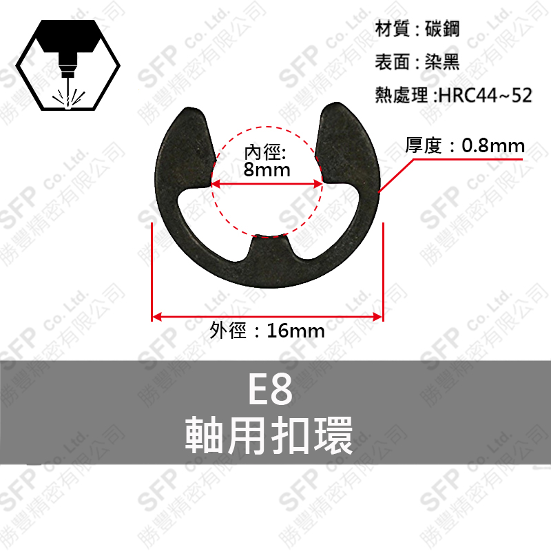Carbon Steel E型 Retaining Ring E8