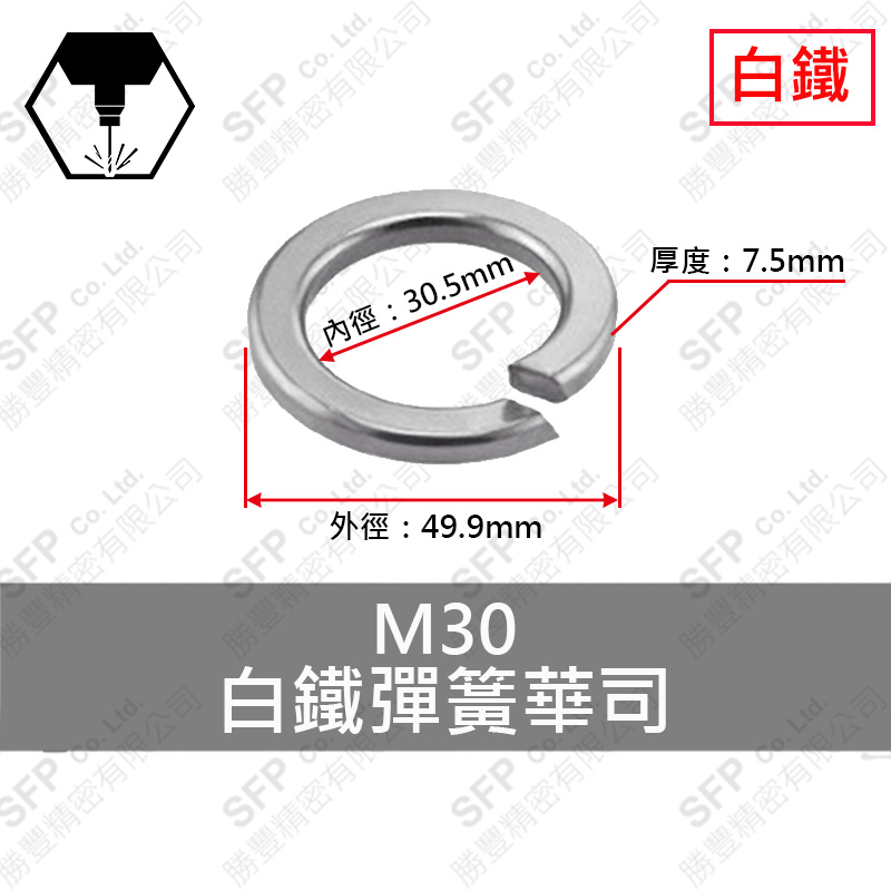 SS304 Spring Washer M30