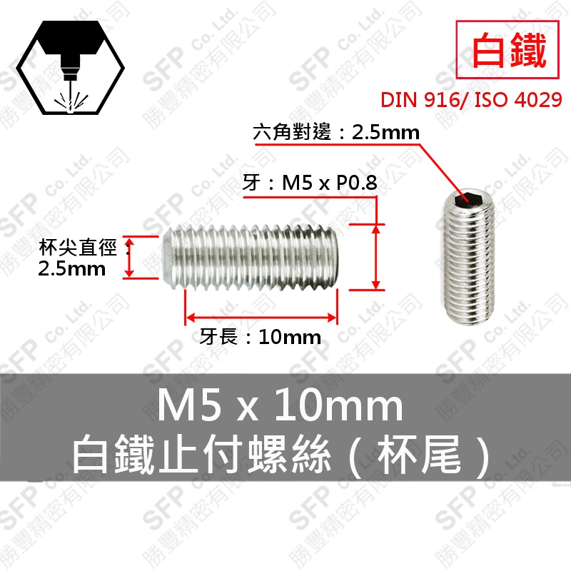 SS304 Set Screw (Cup Point) M5*10