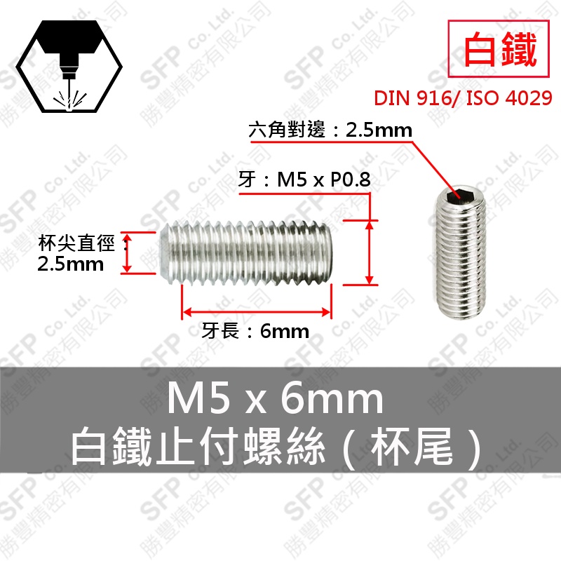 SS304 Set Screw (Cup Point) M5*6