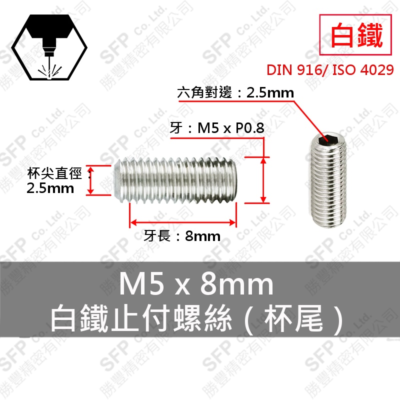 SS304 Set Screw (Cup Point) M5*8
