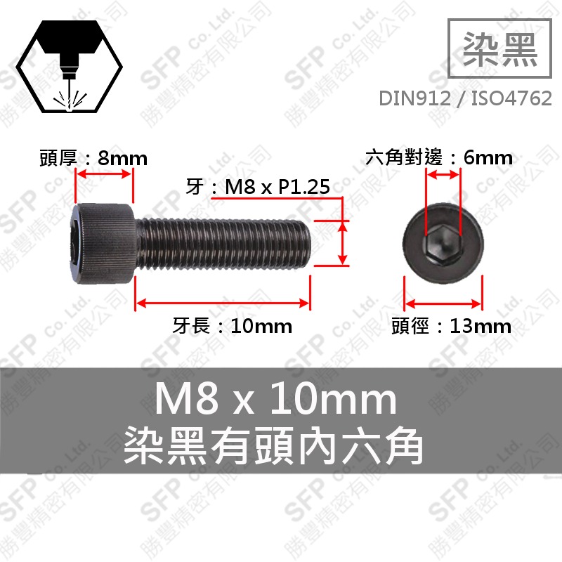 12.9 Alloy Steel Socket Head Cap Screw M8*10