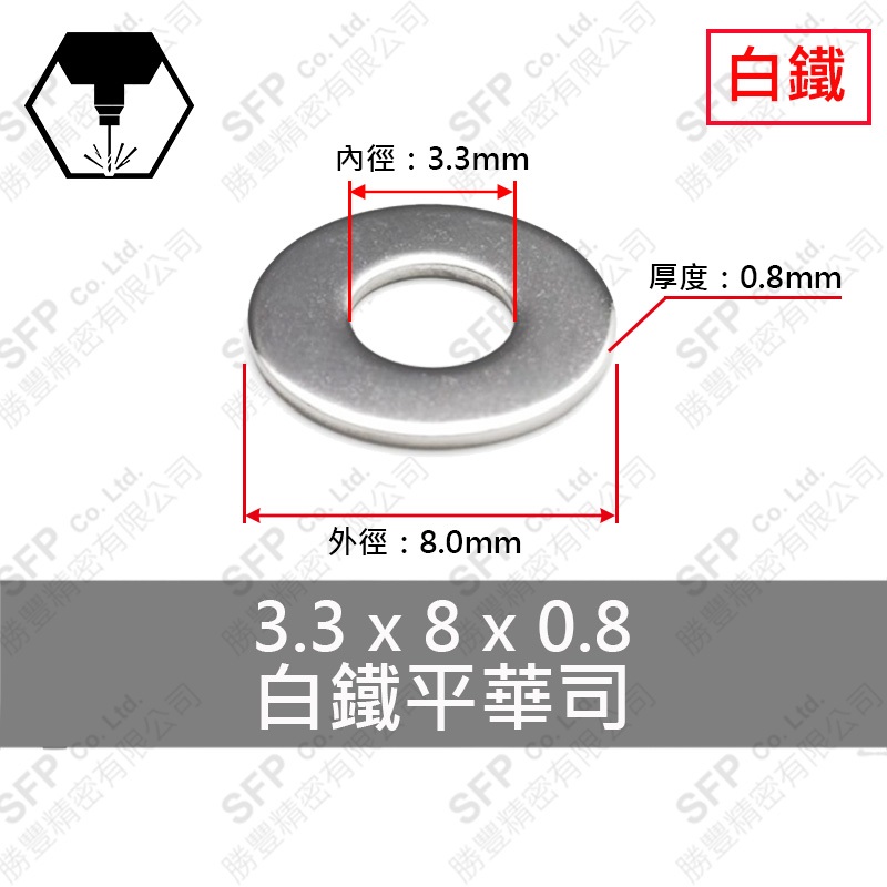 304白鐵平華司 M3 (3.3*8*0.8)