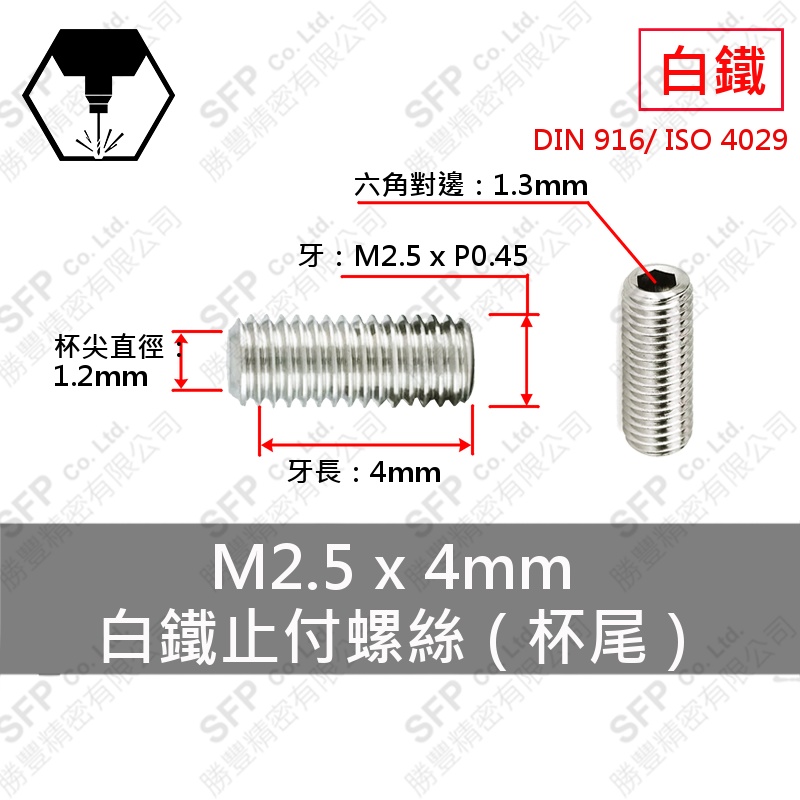 SS304 Set Screw (Cup Point) M2.5*4