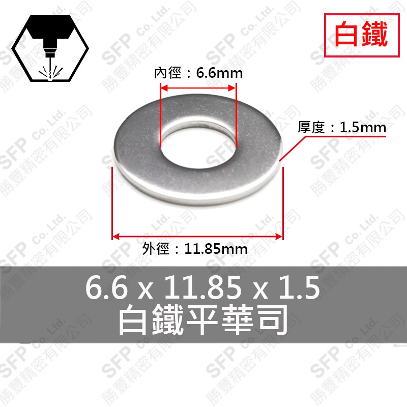 304白鐵平華司 M6 (6.6*12*1.5)