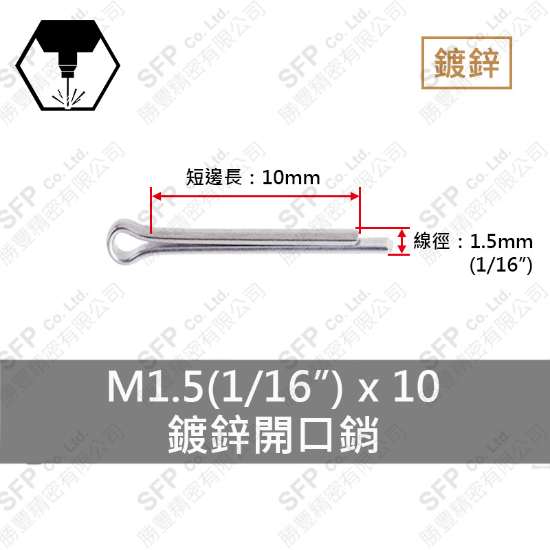 Zinc Plated Cotter Pin 1.5*10 (1/16 *3/8 )