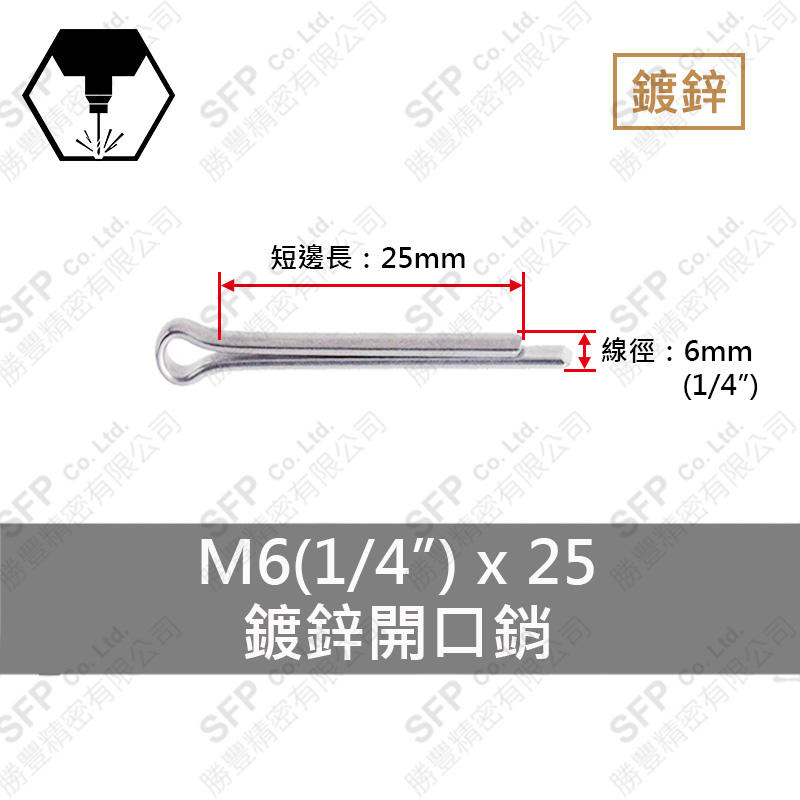Zinc Plated Cotter Pin 6*25 (1/4 *1 )