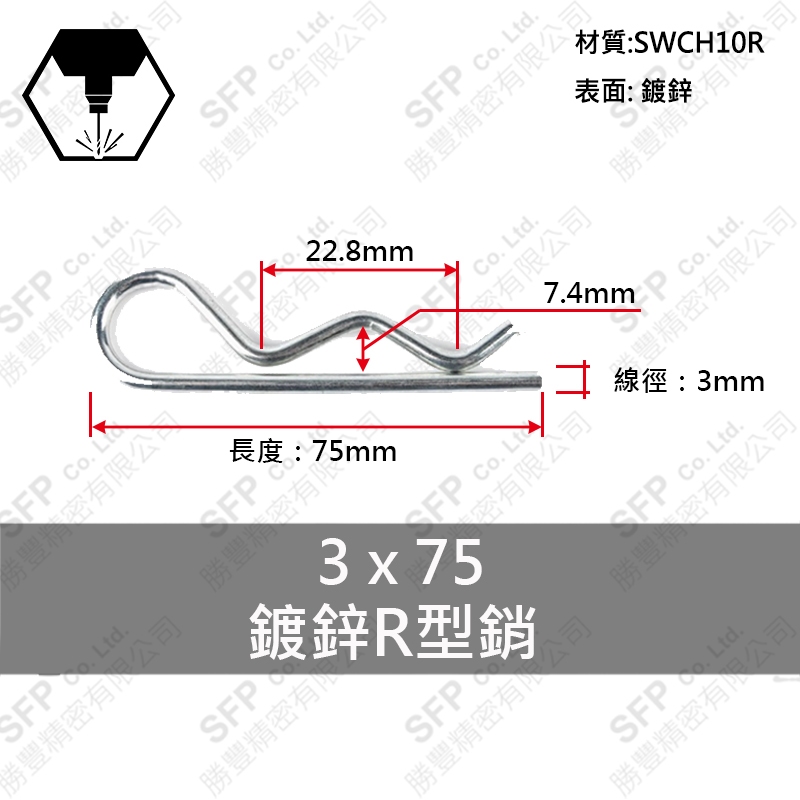 鍍鋅R型銷 3*75 (R-6#)