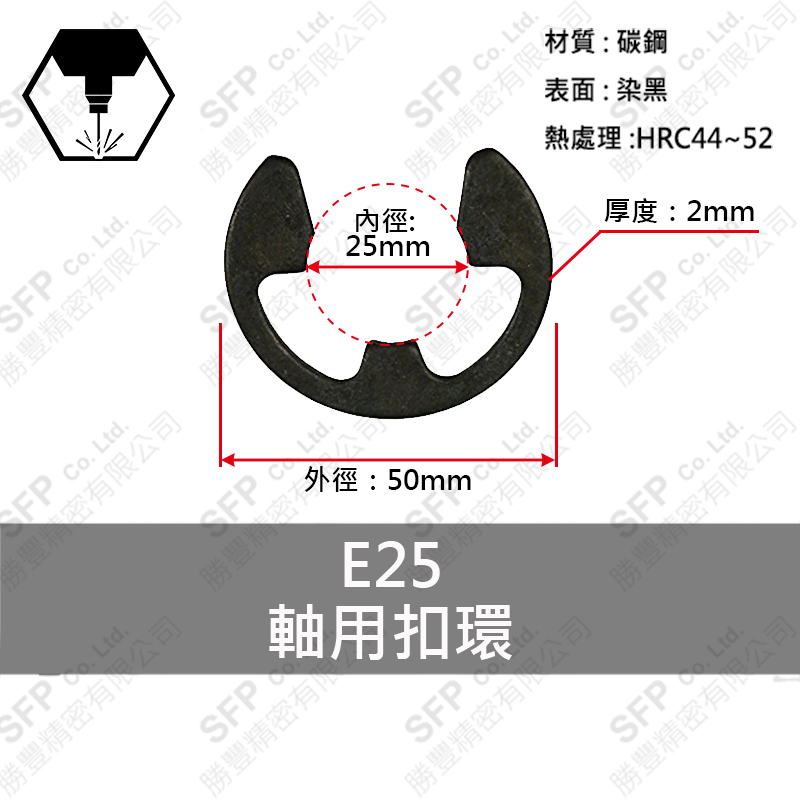 Carbon Steel E型 Retaining Ring E25