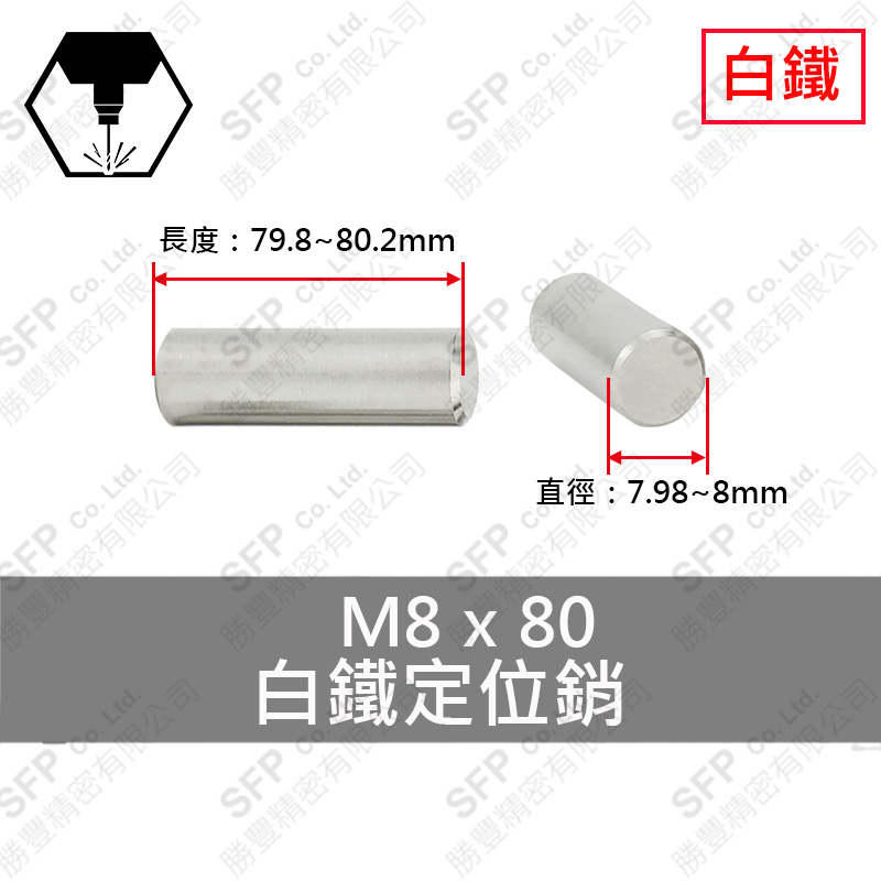 SS304 Dowel Pin 8*80