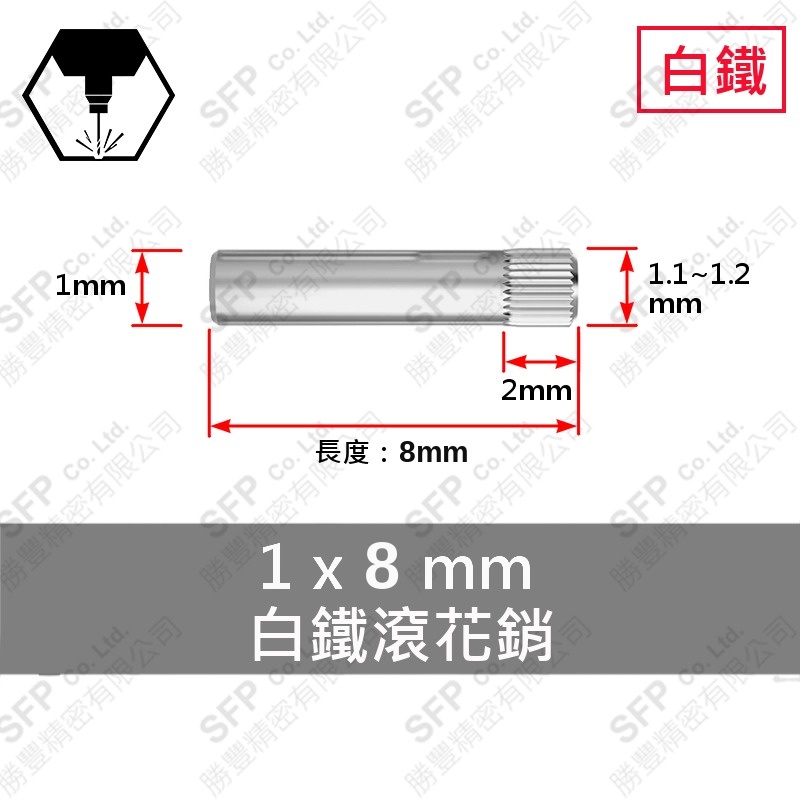 SS304 Knurled Pin 1*8