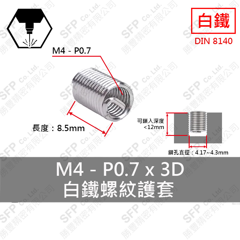 SS304 Thread Insert M4*3D