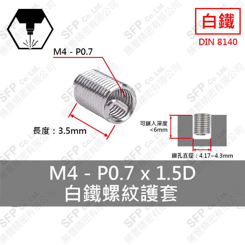 SS304 Thread Insert M4*1.5D