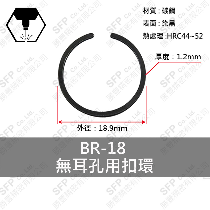 Carbon Steel Round Retaining Ring (Internal) BR18 (Thickness 1.2)