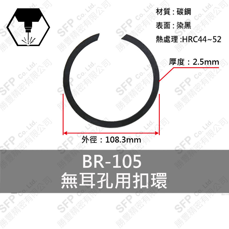 Carbon Steel Round Retaining Ring (Internal) BR105 (Thickness 2.5)