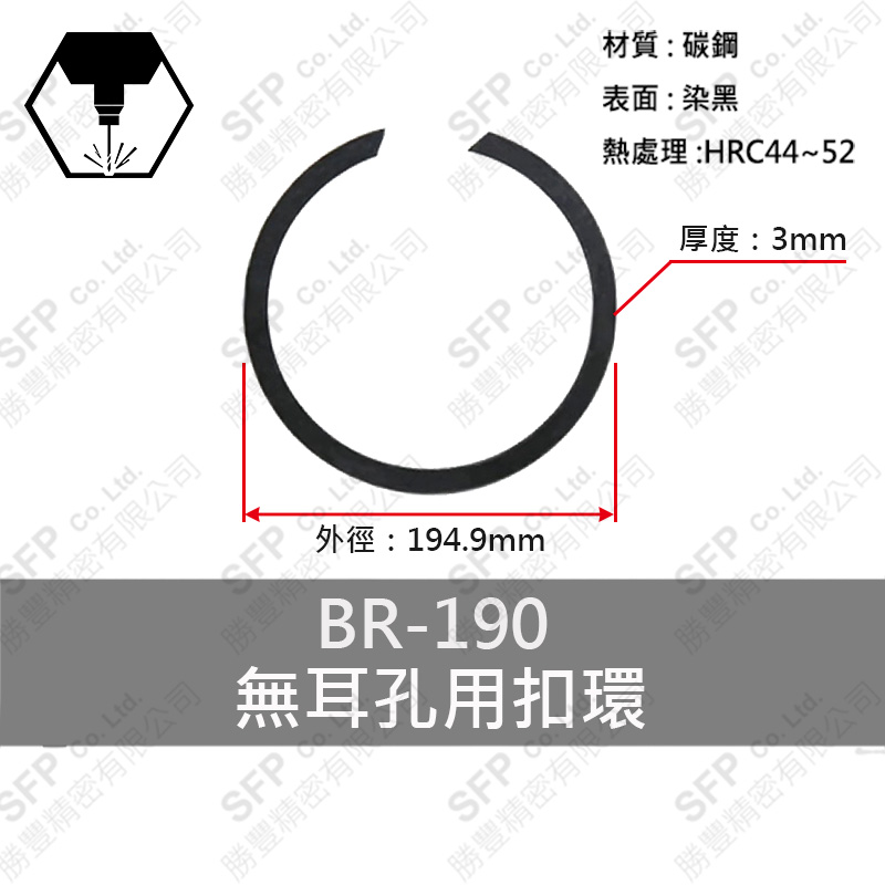 Carbon Steel Round Retaining Ring (Internal) BR190 (Thickness 3.0)