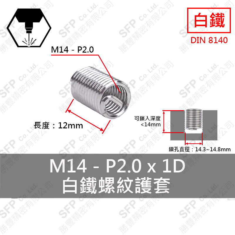 304白鐵螺紋護套 M14*1D