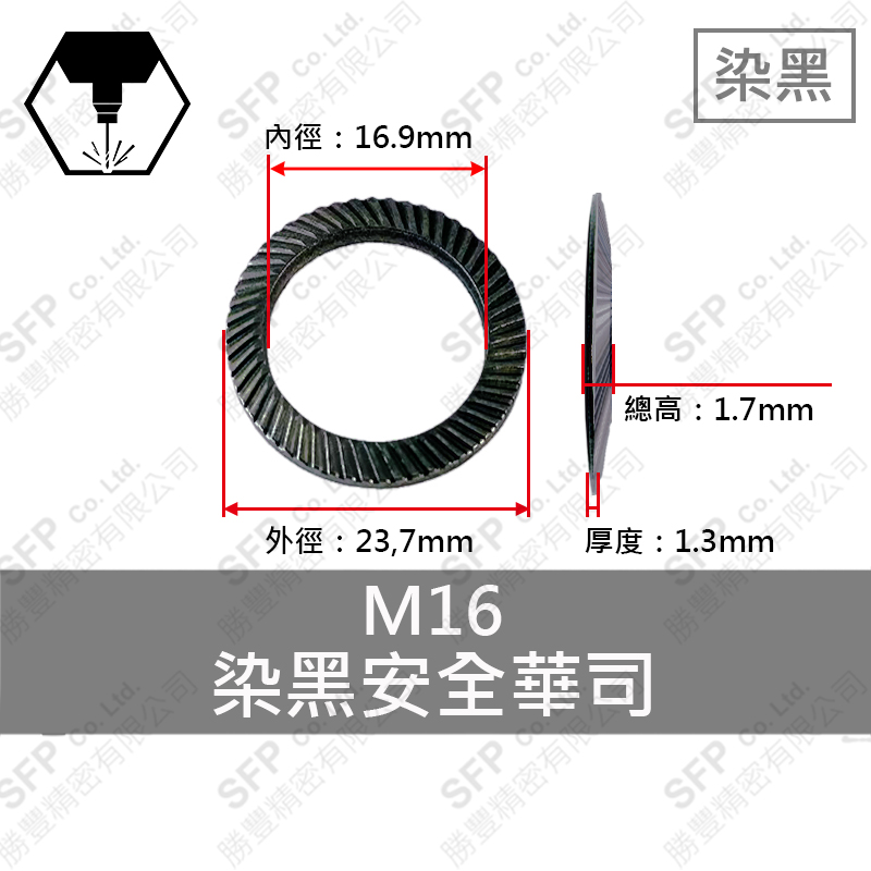 Black Oxide Safety Washer M16 (17*24*1.2)