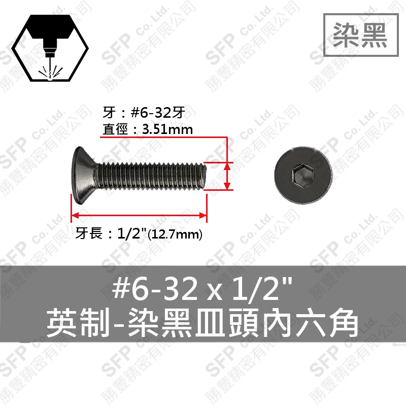 合金鋼皿頭內六角 6#-32*1/2