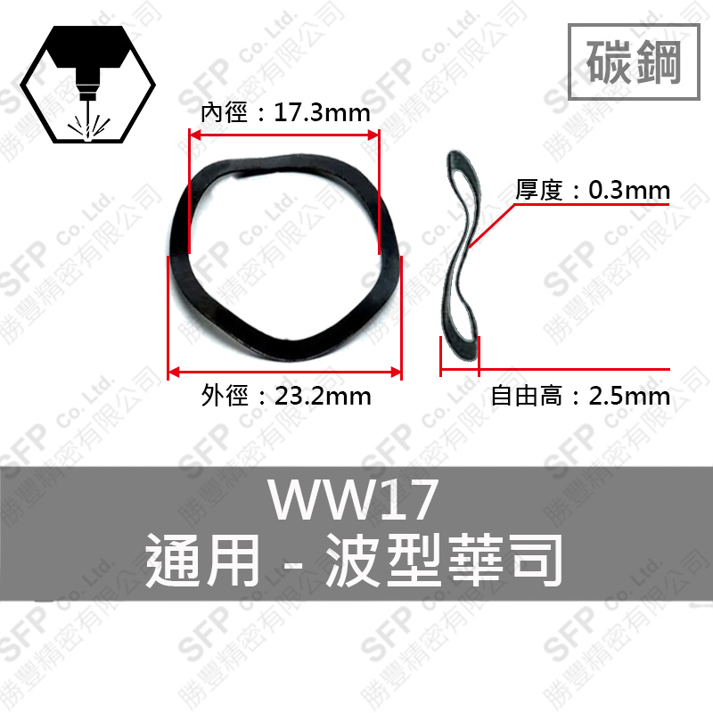 碳鋼波形華司 WW-17 (17.3*23.2*0.3)
