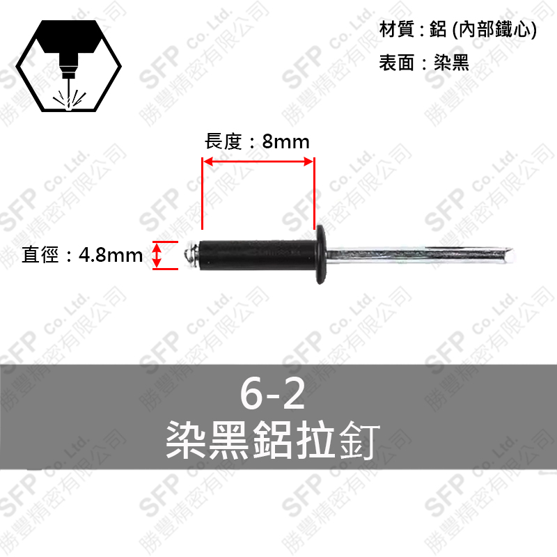 黑 Aluminum Blind Rivet 6-2 (4.8*8)