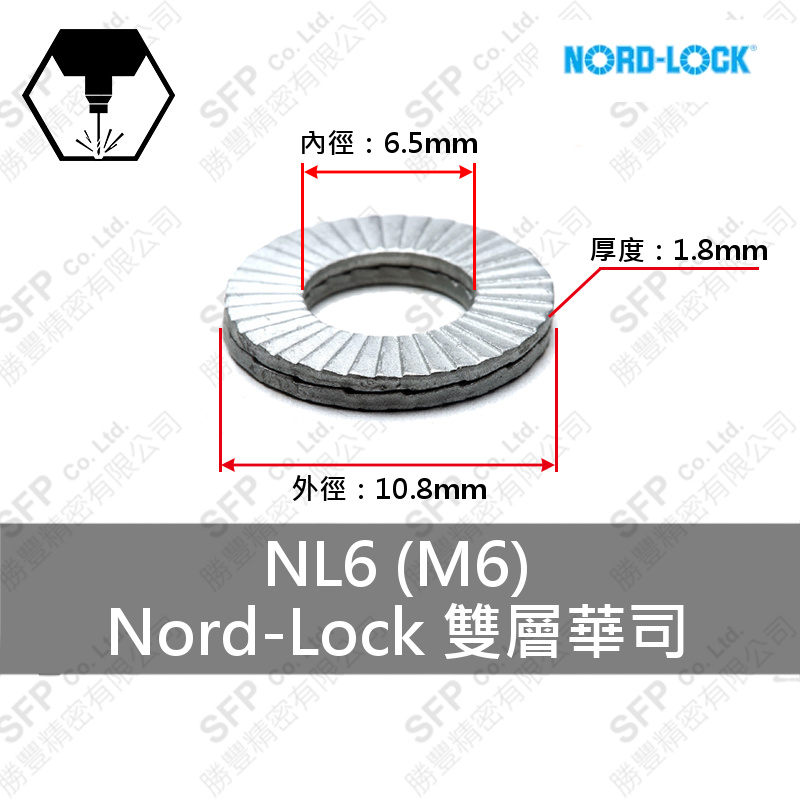 Nord-Lock 雙層華司 NL6 (6.5*10.8*1.8)