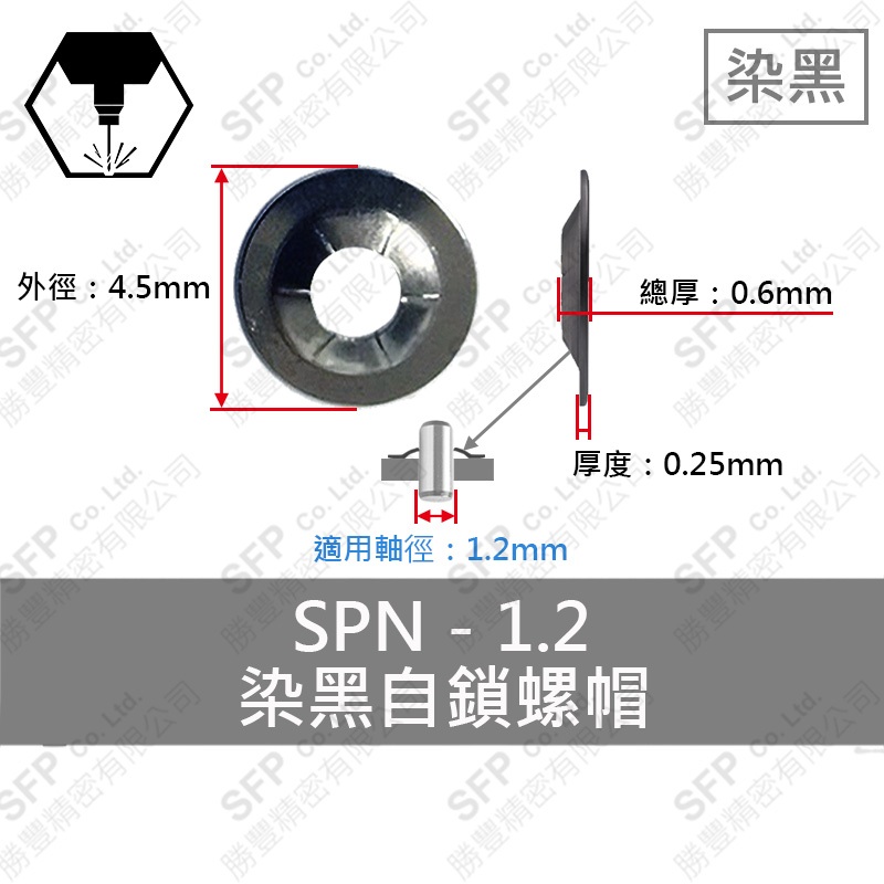 染黑自鎖螺帽 SPN-1.2