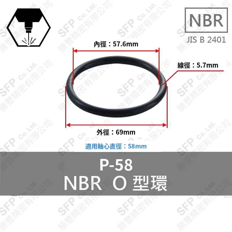 NBR O型環 P-58 (57.6*5.7)
