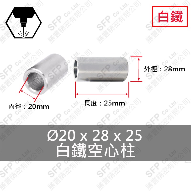 304白鐵空心柱 20*28*25