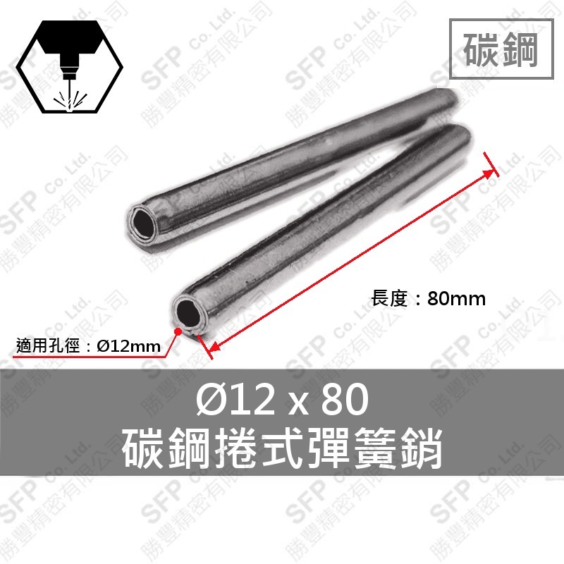 碳鋼捲式彈簧銷 12*80
