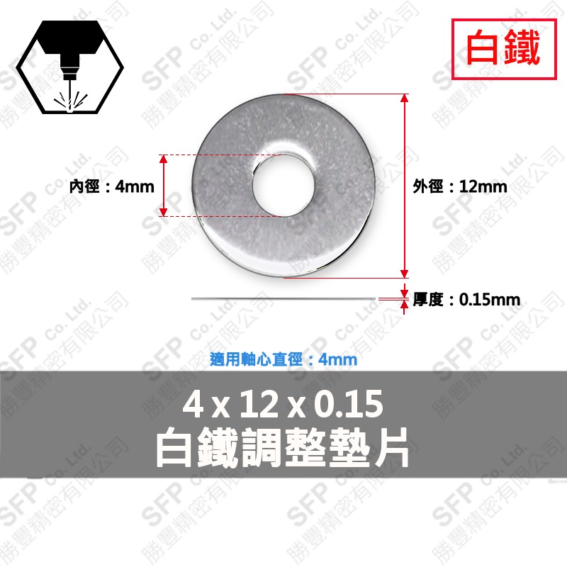 304白鐵調整墊片 4*12*0.15