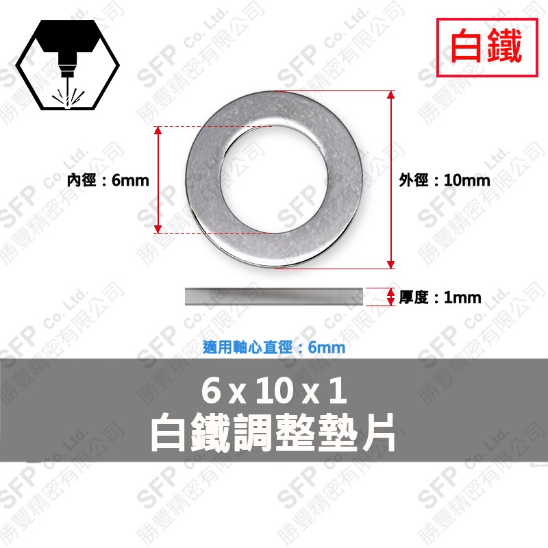 304白鐵調整墊片 6*10*1