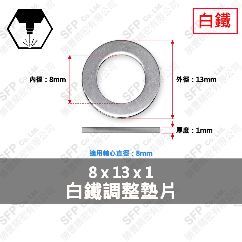 304白鐵調整墊片 8*13*1