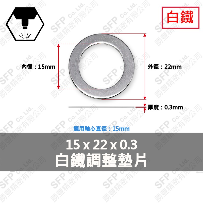 304白鐵調整墊片 15*22*0.3