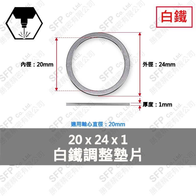 304白鐵調整墊片 20*24*1