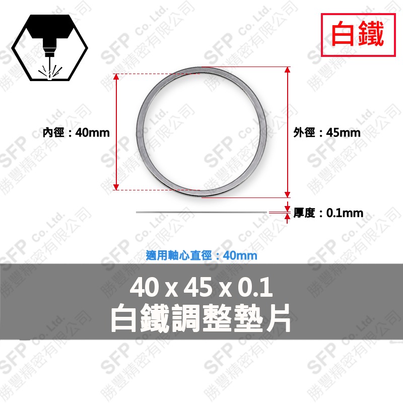 304白鐵調整墊片 40*45*0.1