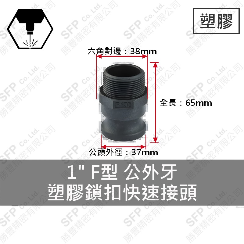 塑膠鎖扣快速接頭 1" F型 公外牙