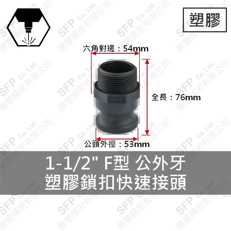 塑膠鎖扣快速接頭 1-1/2" F型 公外牙