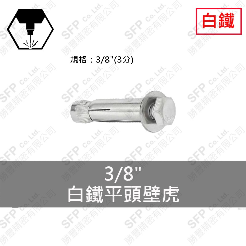 304白鐵平頭壁虎 3/8"