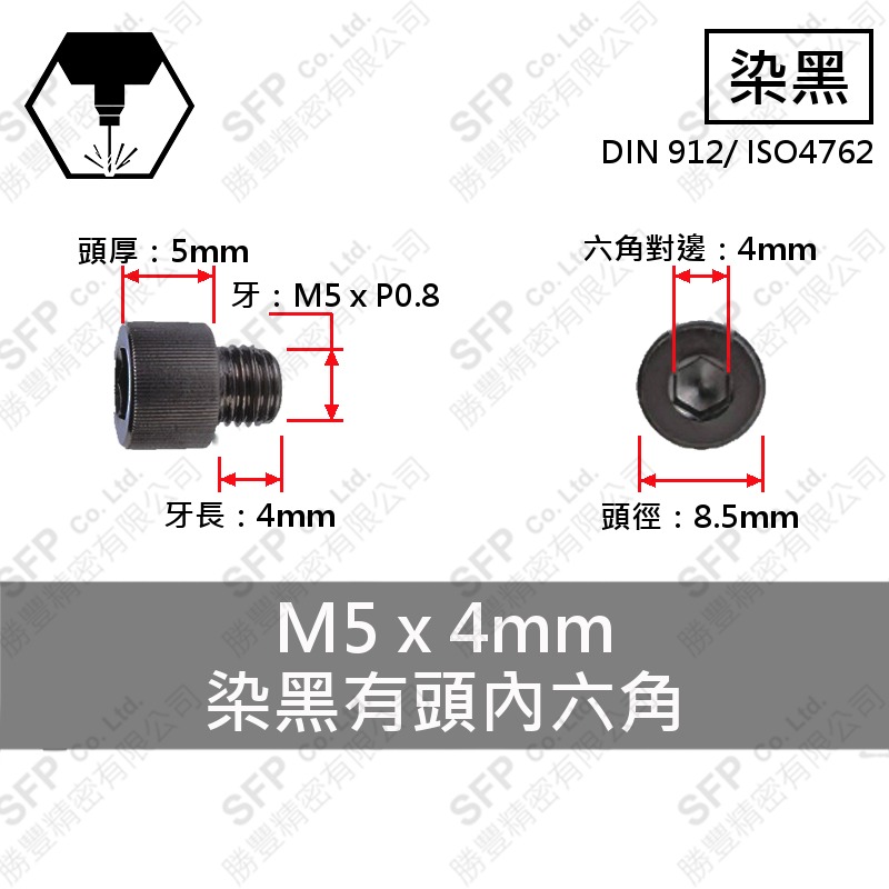 12.9合金鋼有頭內六角 M5*4