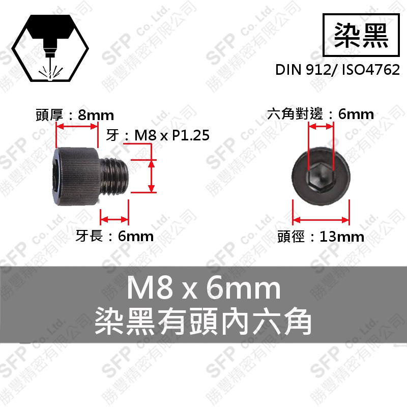 12.9合金鋼有頭內六角 M8*6