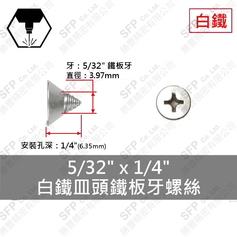 304白鐵皿頭鐵板牙螺絲 5/32"*1/4" SUS304