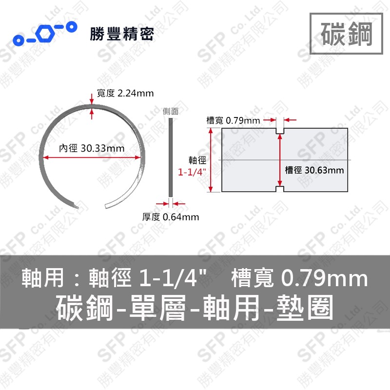 單層-軸用-碳鋼 墊圈 VS-125 (軸心1-1/4"用)