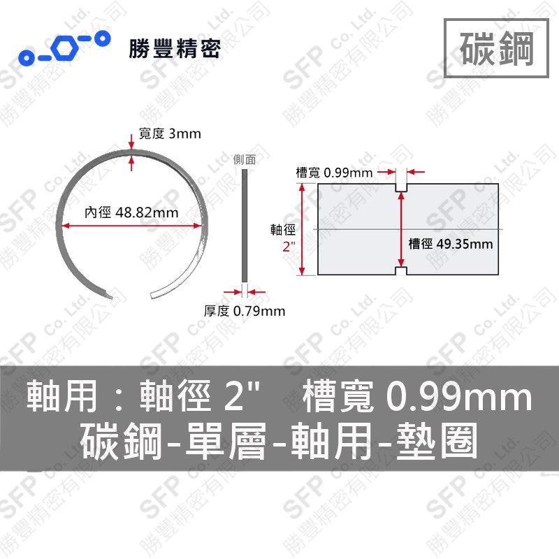 單層-軸用-碳鋼 墊圈 VS-200 (軸心2"用)