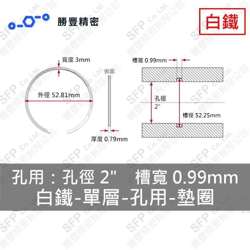 單層-孔用-白鐵 墊圈 VH-200 (孔徑2"用) 不鏽鋼