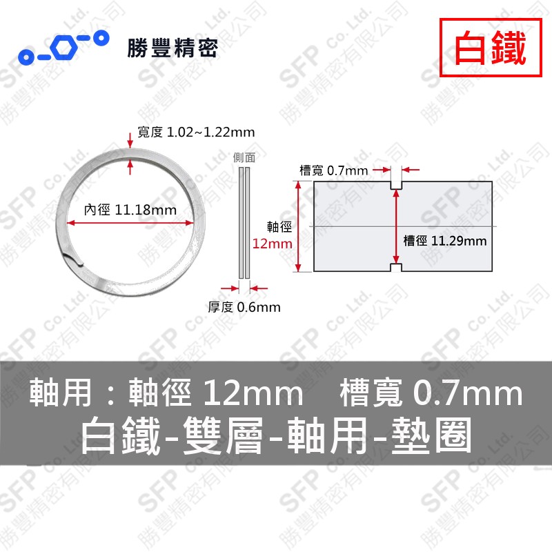 雙層-軸用-白鐵 墊圈 ES-12 (軸心12mm用) 不鏽鋼