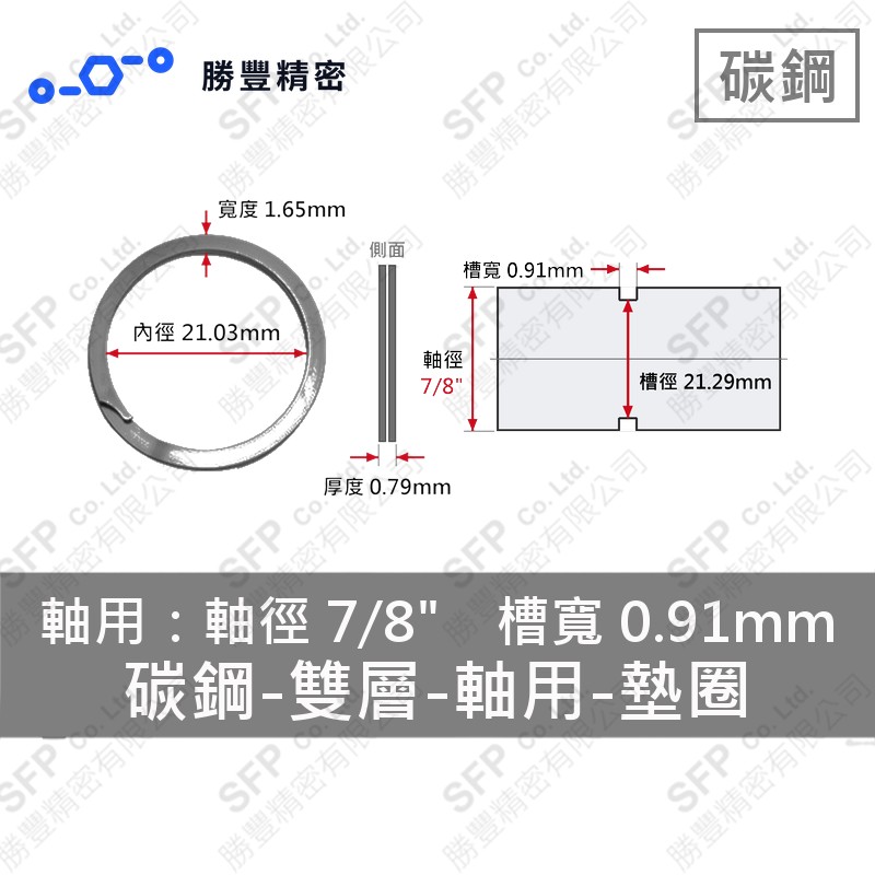 雙層-軸用-碳鋼 墊圈 WS-87 (軸心7/8"用)