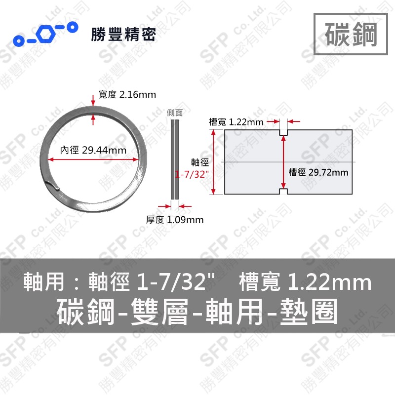 雙層-軸用-碳鋼 墊圈 WS-121 (軸心1-7/32"用)
