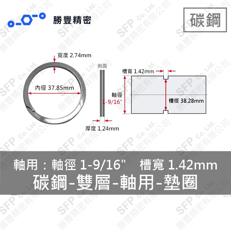 雙層-軸用-碳鋼 墊圈 WS-156 (軸心1-9/16"用)