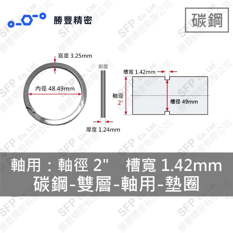 雙層-軸用-碳鋼 墊圈 WS-200 (軸心2"用)
